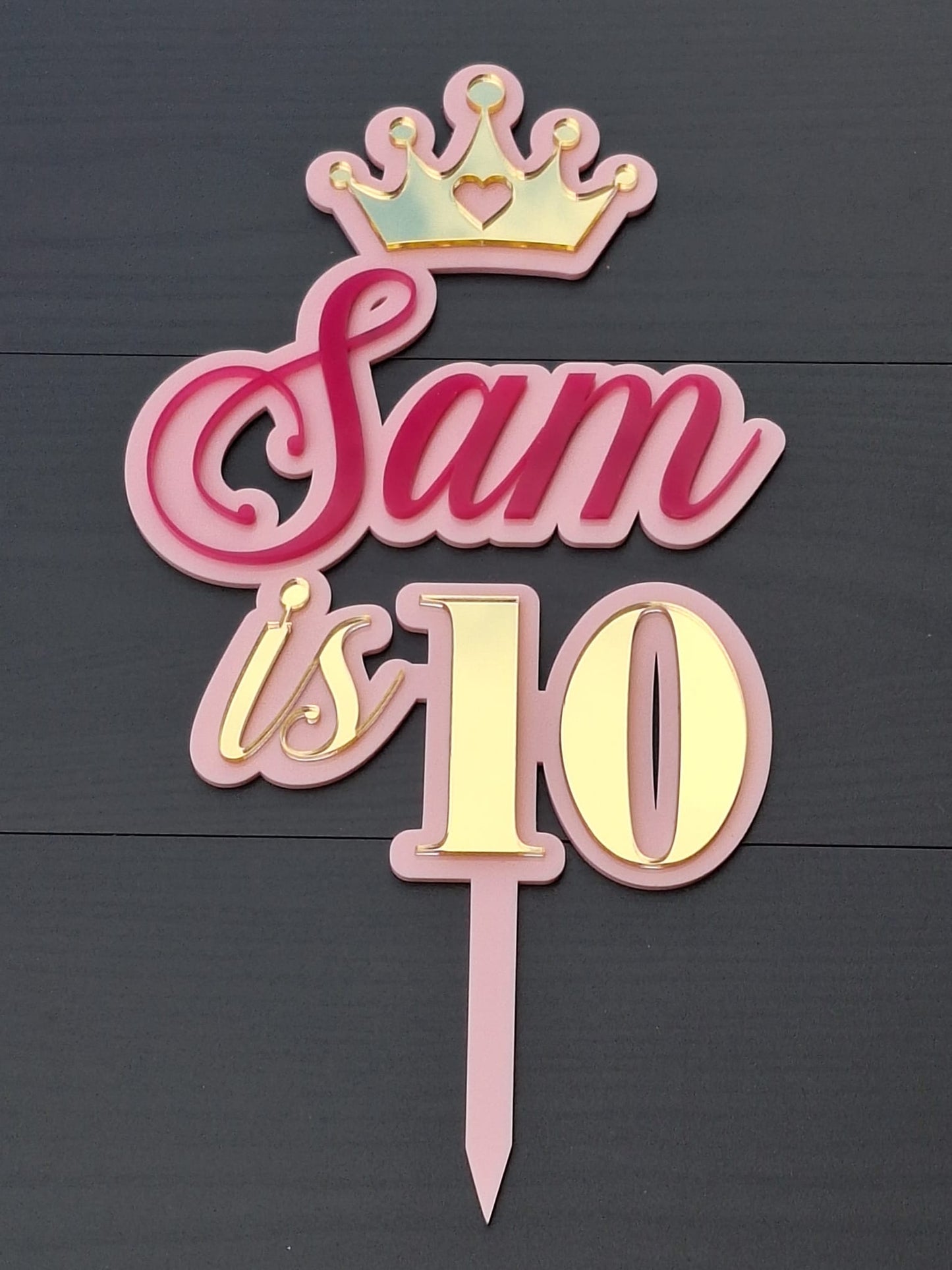 Personalised Double Layer Acrylic Cake Topper | Custom Name & Age | Birthday Party Decoration | DISPLAY & WONDER UK