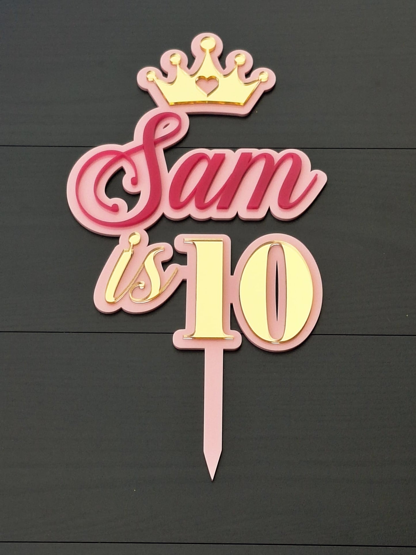 Personalised Double Layer Acrylic Cake Topper | Custom Name & Age | Birthday Party Decoration | DISPLAY & WONDER UK