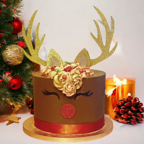 Reindeer Christmas Cake Topper Merry Christmas Topper Double Sided