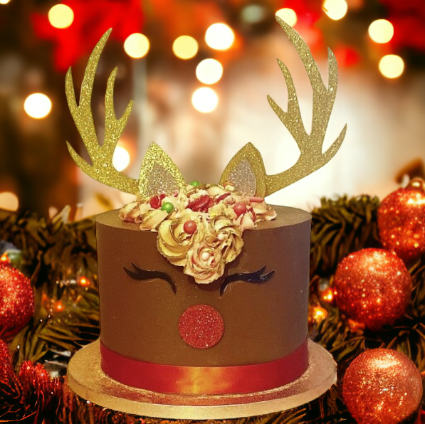 Reindeer Christmas Cake Topper Merry Christmas Topper Double Sided