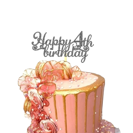 4th Birthday Cake Topper - Acrylic / Card