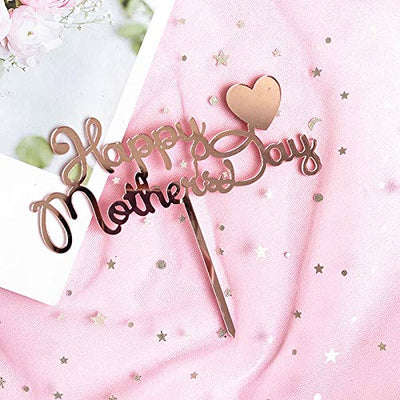 Happy Mother's Day Acrylic Cake Topper Glitter Party Decoration Cake Toppers 6"x4"