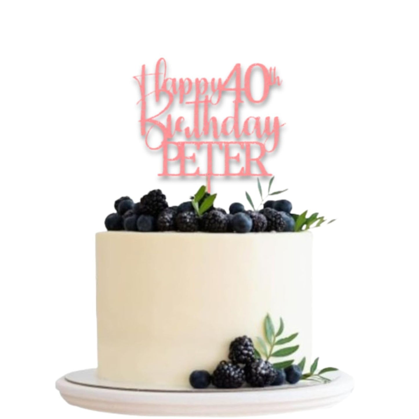 Personalised Happy 40th Birthday Glitter Card Cake Topper by DISPLAY AND WONDER – Custom Age & Name – Birthday Cardstock Toppers – Milestone Birthday Cake Decoration 18th 21st 30th 40th 50th 60th Cake topper