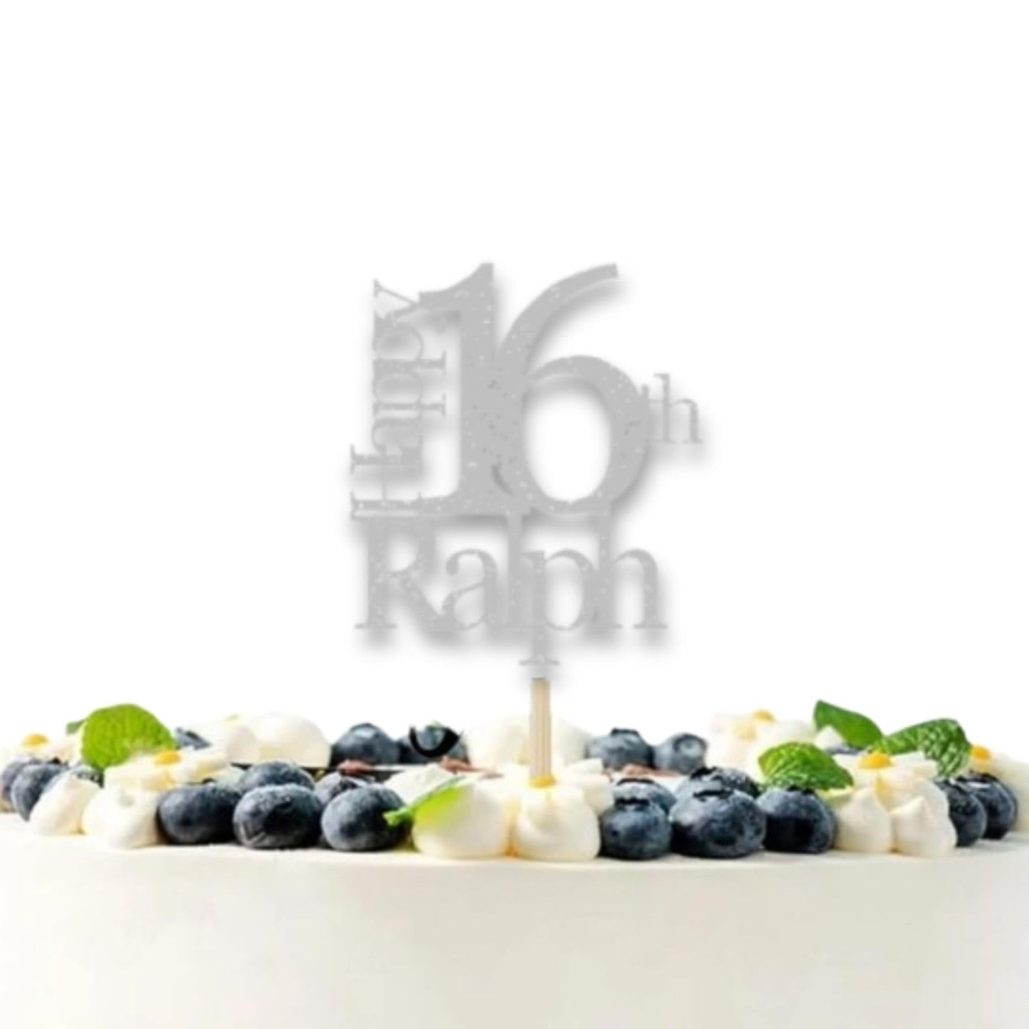 Sweet 16 Cake Topper Happy 16th Birthday Cake Topper Personalised Happy Birthday Glitter Card Cake Topper by DISPLAY AND WONDER – Custom Age & Name – Birthday Cardstock Toppers – Milestone Birthday Cake Decoration