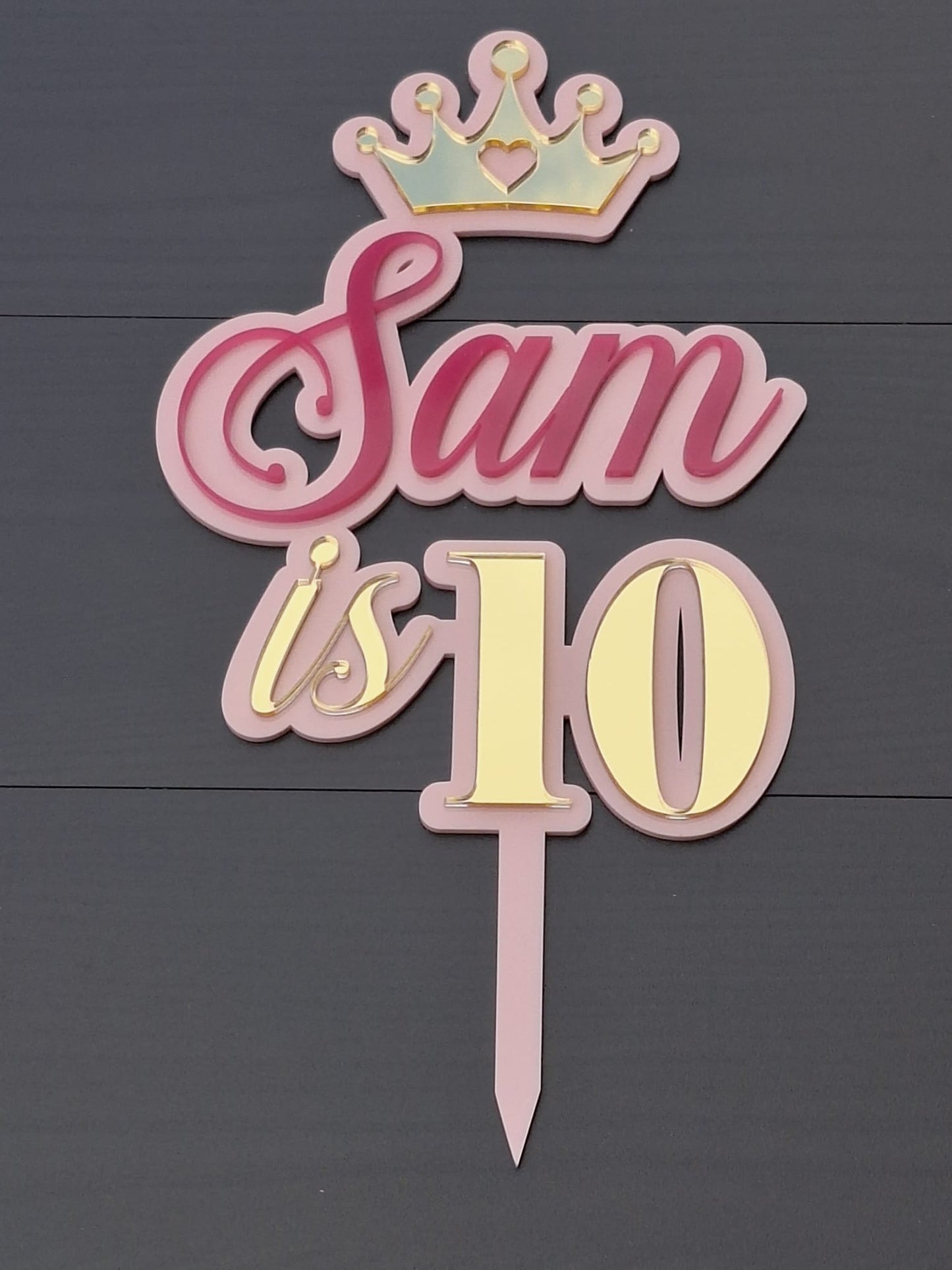 Personalised Double Layer Acrylic Cake Topper | Custom Name & Age | Birthday Party Decoration | DISPLAY & WONDER UK