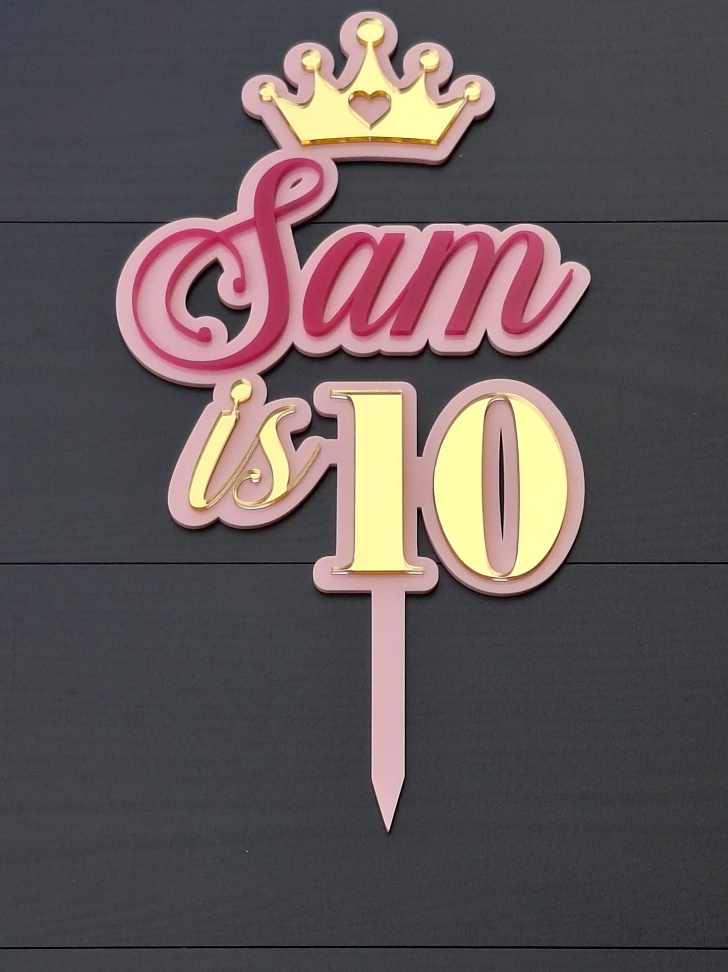 Personalised Double Layer Acrylic Cake Topper | Custom Name & Age | Birthday Party Decoration | DISPLAY & WONDER UK