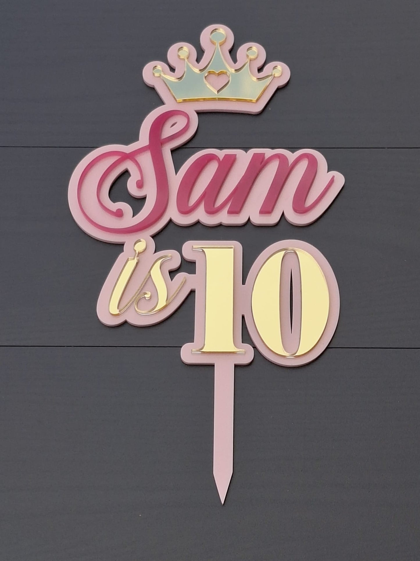 Personalised Double Layer Acrylic Cake Topper | Custom Name & Age | Birthday Party Decoration | DISPLAY & WONDER UK