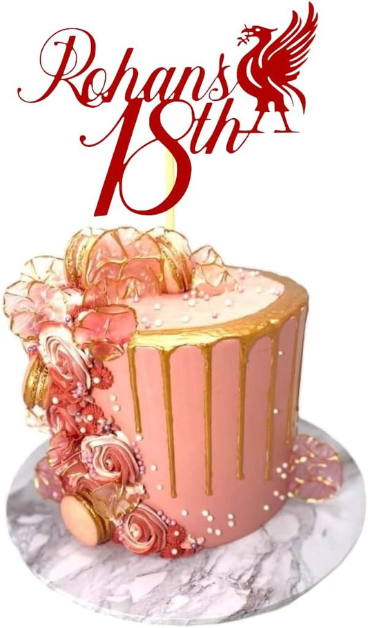 Custom Liverpool Glitter Card Cake Topper