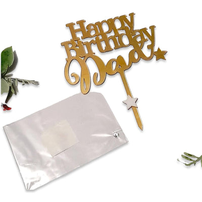 Happy Birthday Dad Cake Topper Acrylic Gold Decoration Cake Toppers (GOLD)
