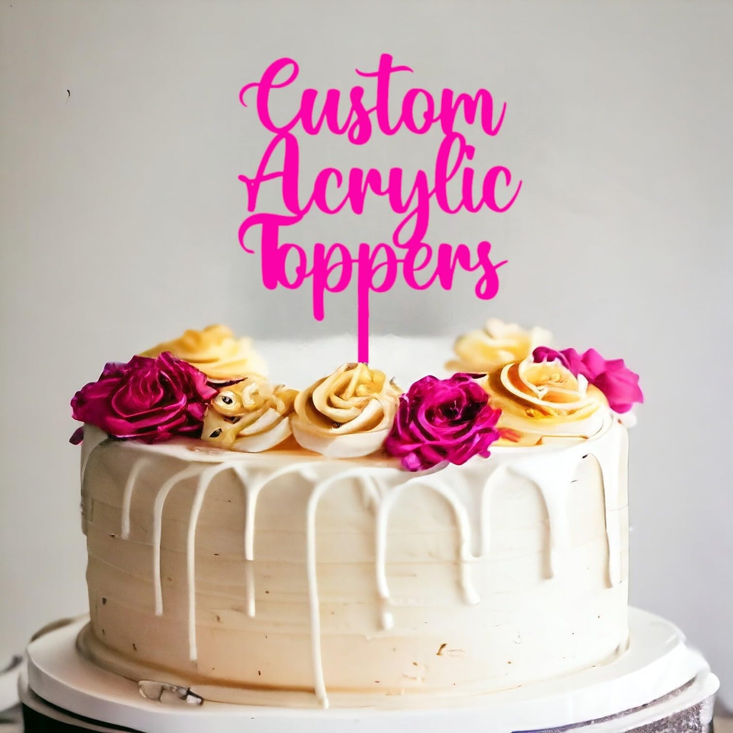 Acrylic Custom Cake Topper | Personalised Cake Toppers | Happy Birthday | Wedding Decoration Table Centre Piece Party Decoration | Strong 3mm Acrylic | Custom Cake Acrylic Topper by Display and Wonder