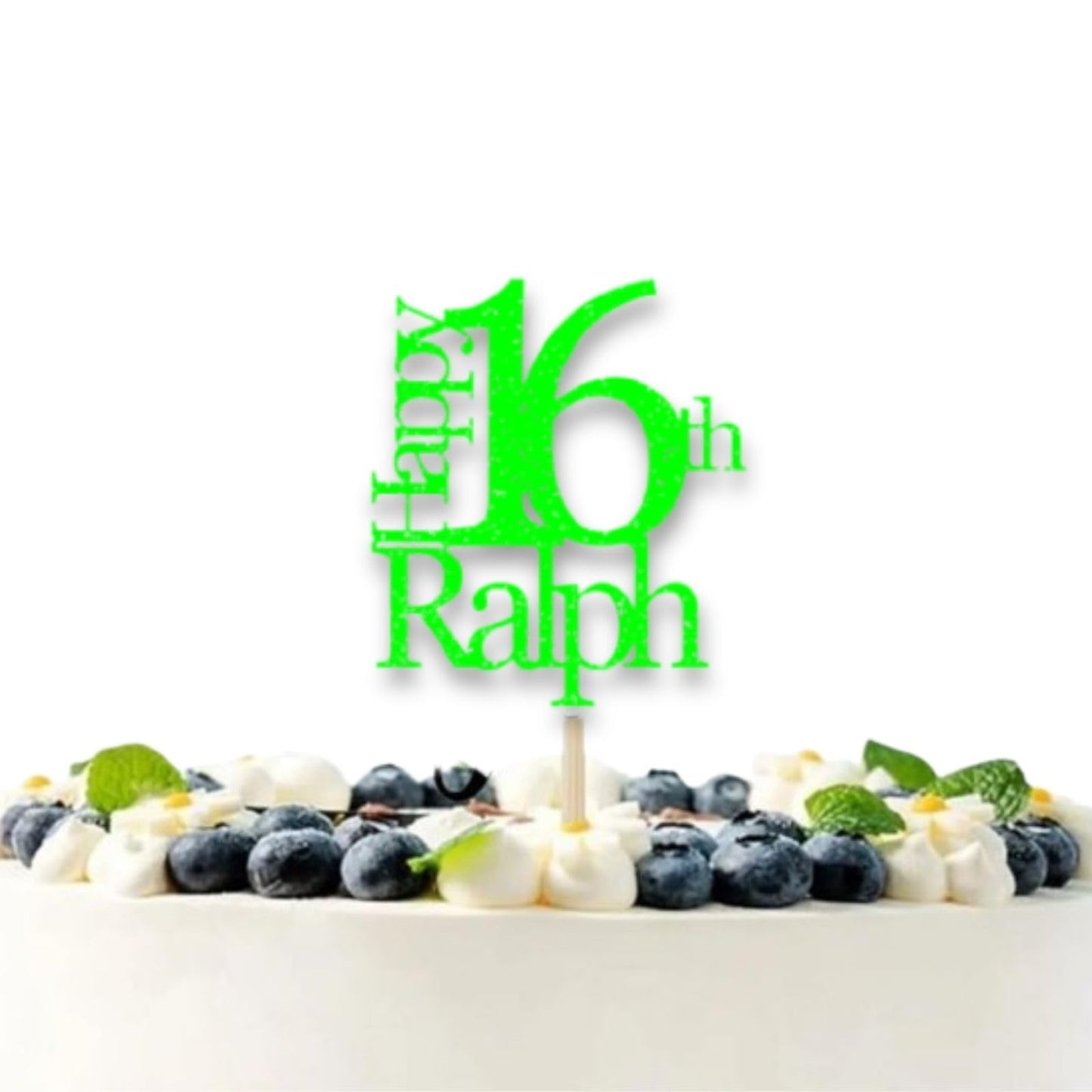 Sweet 16 Cake Topper Happy 16th Birthday Cake Topper Personalised Happy Birthday Glitter Card Cake Topper by DISPLAY AND WONDER – Custom Age & Name – Birthday Cardstock Toppers – Milestone Birthday Cake Decoration