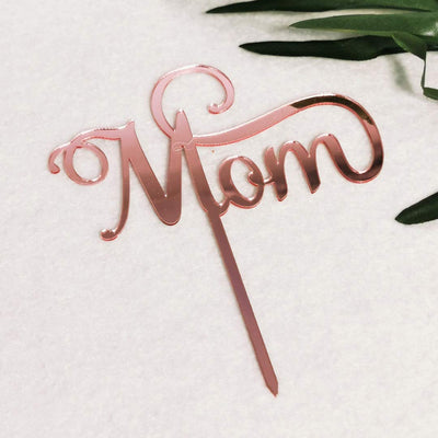 Mother's Day Cake Topper Acrylic Mom Cake Toppers Pink Rose Gold