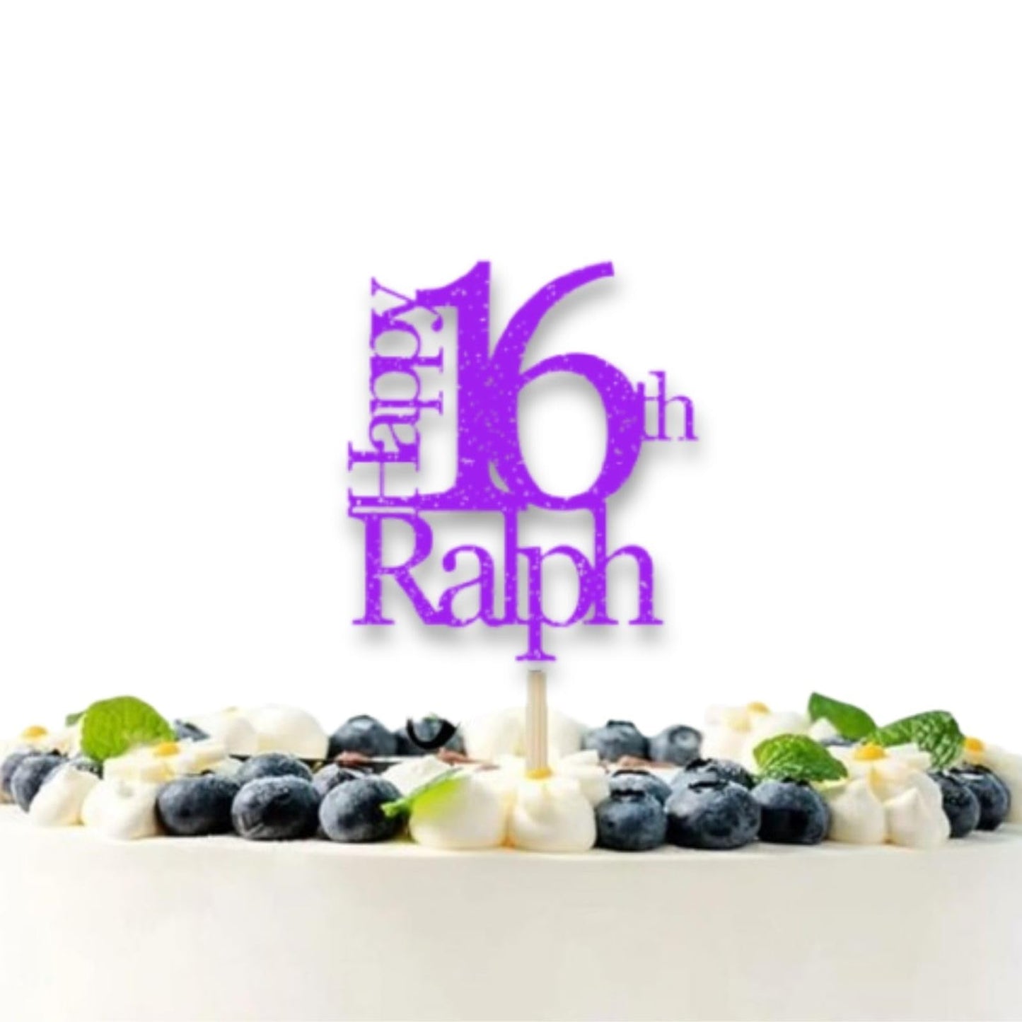 Sweet 16 Cake Topper Happy 16th Birthday Cake Topper Personalised Happy Birthday Glitter Card Cake Topper by DISPLAY AND WONDER – Custom Age & Name – Birthday Cardstock Toppers – Milestone Birthday Cake Decoration