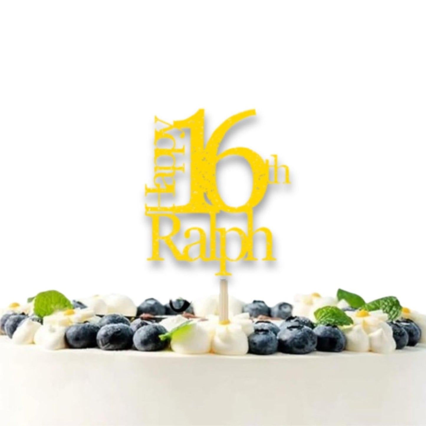 Sweet 16 Cake Topper Happy 16th Birthday Cake Topper Personalised Happy Birthday Glitter Card Cake Topper by DISPLAY AND WONDER – Custom Age & Name – Birthday Cardstock Toppers – Milestone Birthday Cake Decoration