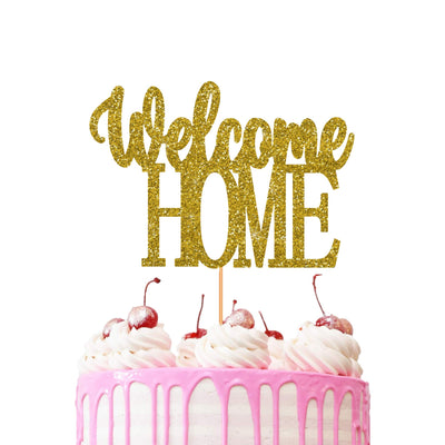 WELCOME HOME Cake Topper Glitter Cardstock Party Favour Party Decoration Cake Toppers (GOLD)