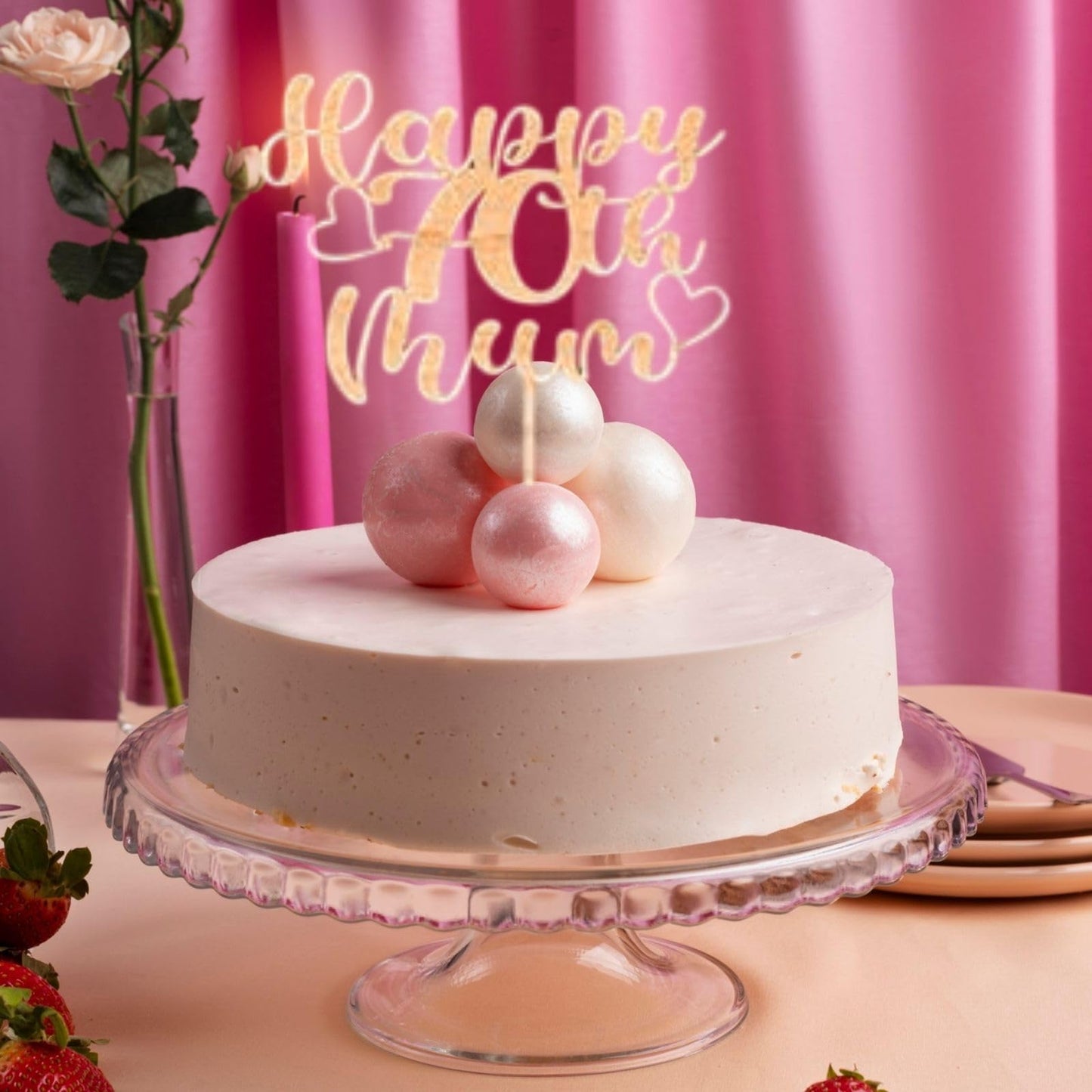 Custom Wooden Cake Topper - Happy 70th Birthday Mum Personalised with any Name and Age by DISPLAY AND WONDER