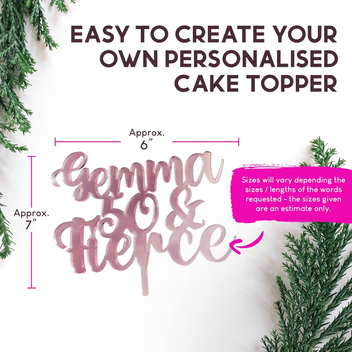 Acrylic Custom Cake Topper | Personalised Cake Toppers | Happy Birthday | Wedding Decoration Table Centre Piece Party Decoration | Strong 3mm Acrylic | Custom Cake Acrylic Topper by Display and Wonder