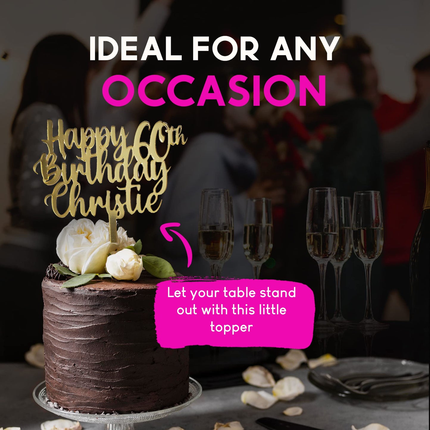 Acrylic Custom Cake Topper | Personalised Cake Toppers | Happy Birthday | Wedding Decoration Table Centre Piece Party Decoration | Strong 3mm Acrylic | Custom Cake Acrylic Topper by Display and Wonder