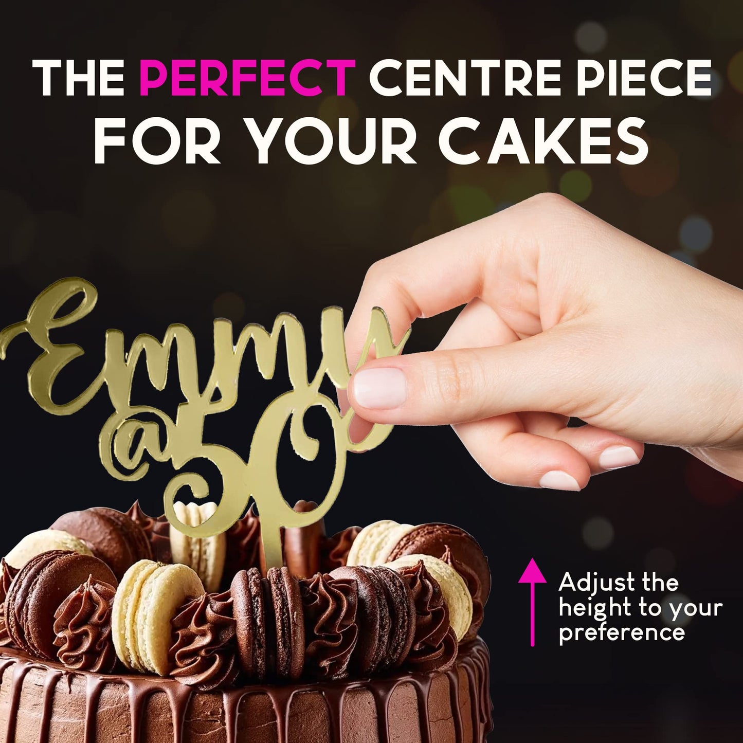 Acrylic Custom Cake Topper | Personalised Cake Toppers | Happy Birthday | Wedding Decoration Table Centre Piece Party Decoration | Strong 3mm Acrylic | Custom Cake Acrylic Topper by Display and Wonder