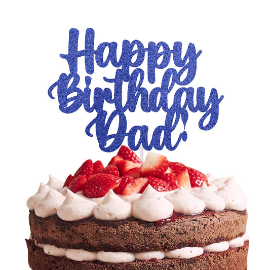 Happy Birthday Dad Cake Topper Glitter Cardstock Father's Brthday Toppers - (Happy Birthday Dad Tranquillity Blue)
