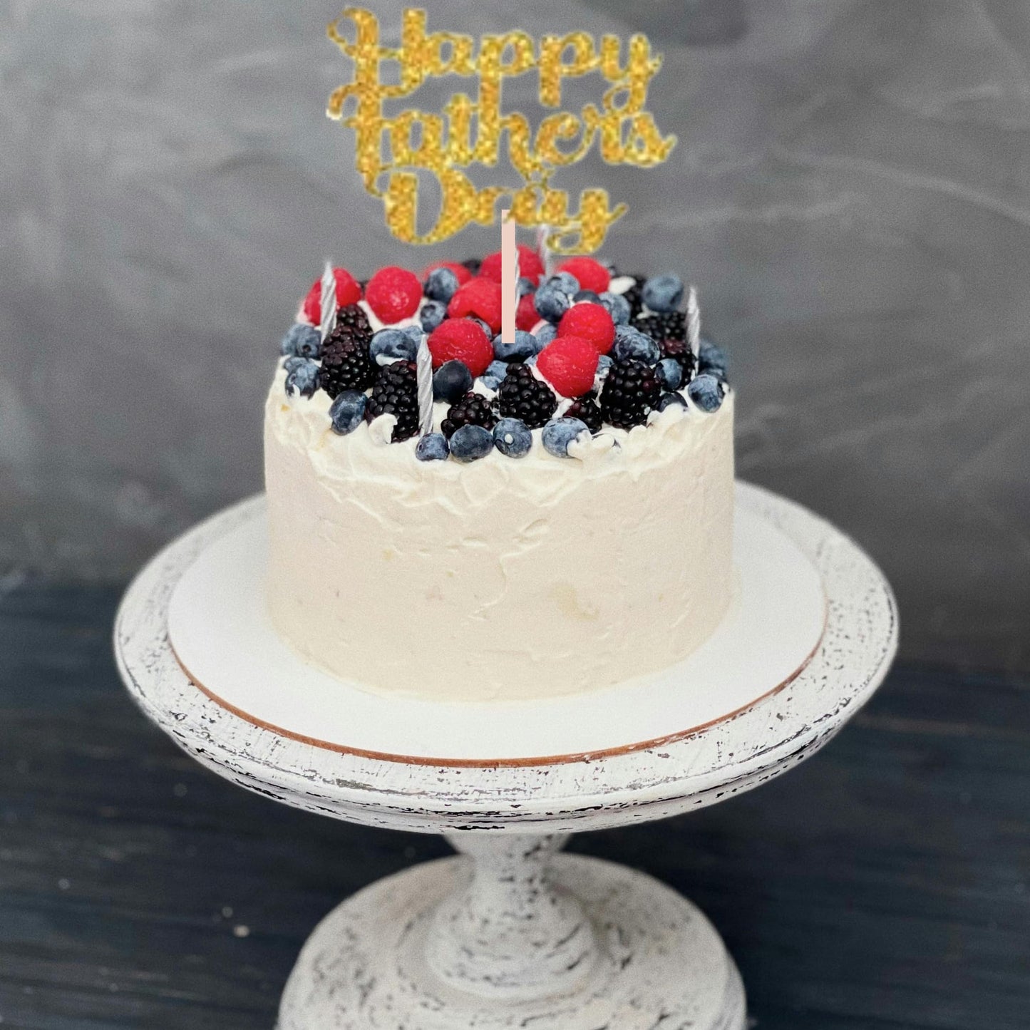 Happy Fathers Day Cake Topper Glitter Cardstock Toppers - (Happy Fathers Day GOLD 3)