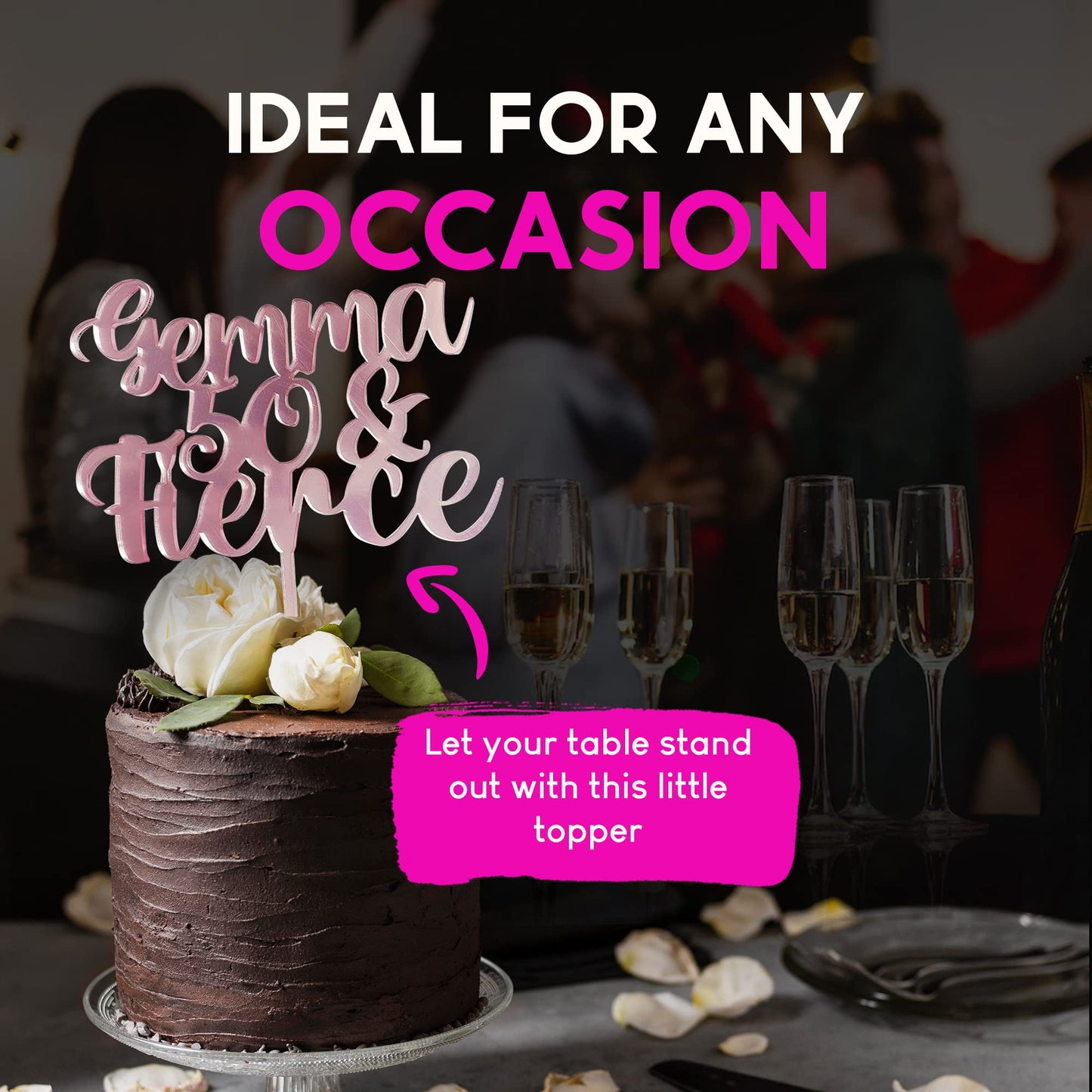 Acrylic Custom Cake Topper | Personalised Cake Toppers | Happy Birthday | Wedding Decoration Table Centre Piece Party Decoration | Strong 3mm Acrylic | Custom Cake Acrylic Topper by Display and Wonder