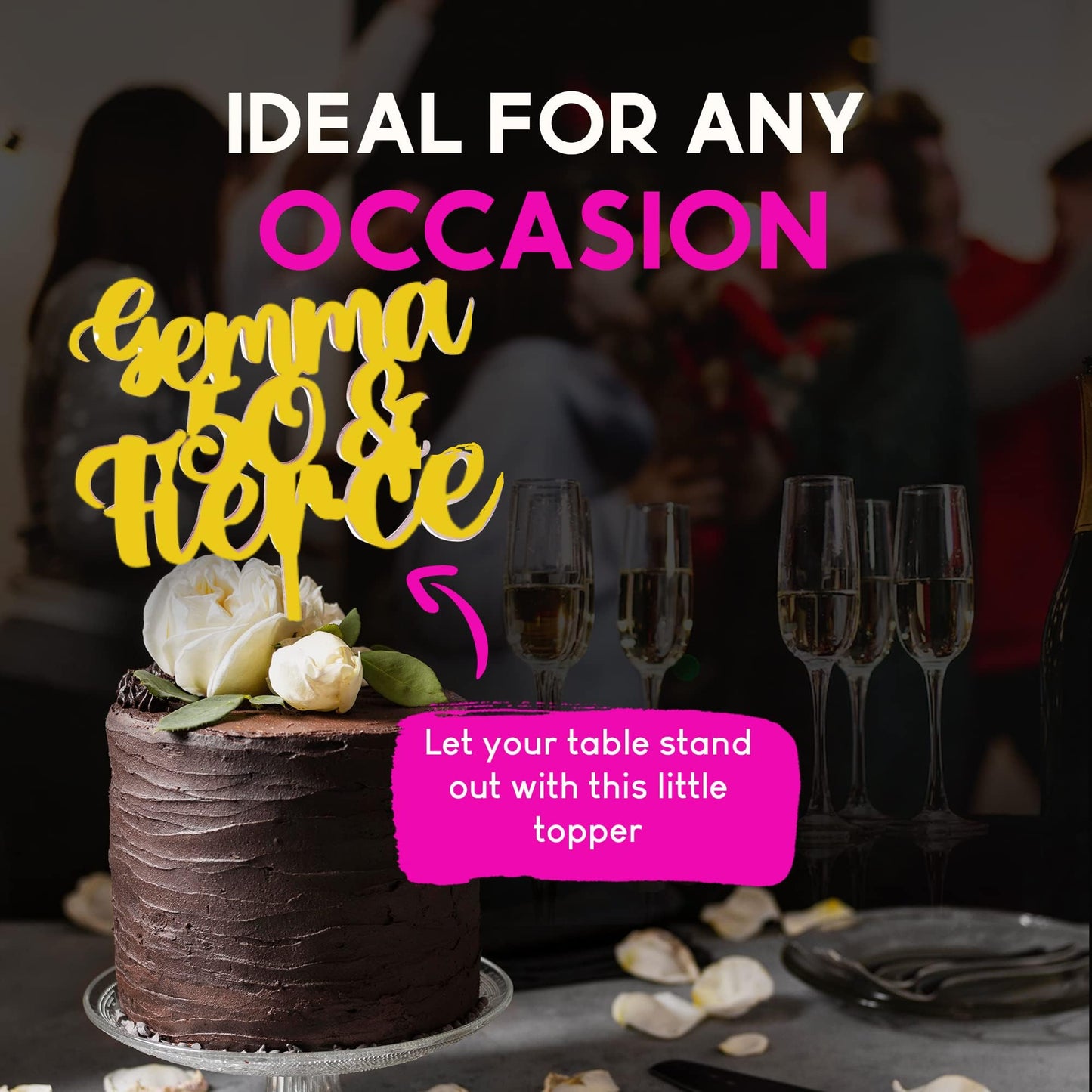 Acrylic Custom Cake Topper | Personalised Cake Toppers | Happy Birthday | Wedding Decoration Table Centre Piece Party Decoration | Strong 3mm Acrylic | Custom Cake Acrylic Topper by Display and Wonder