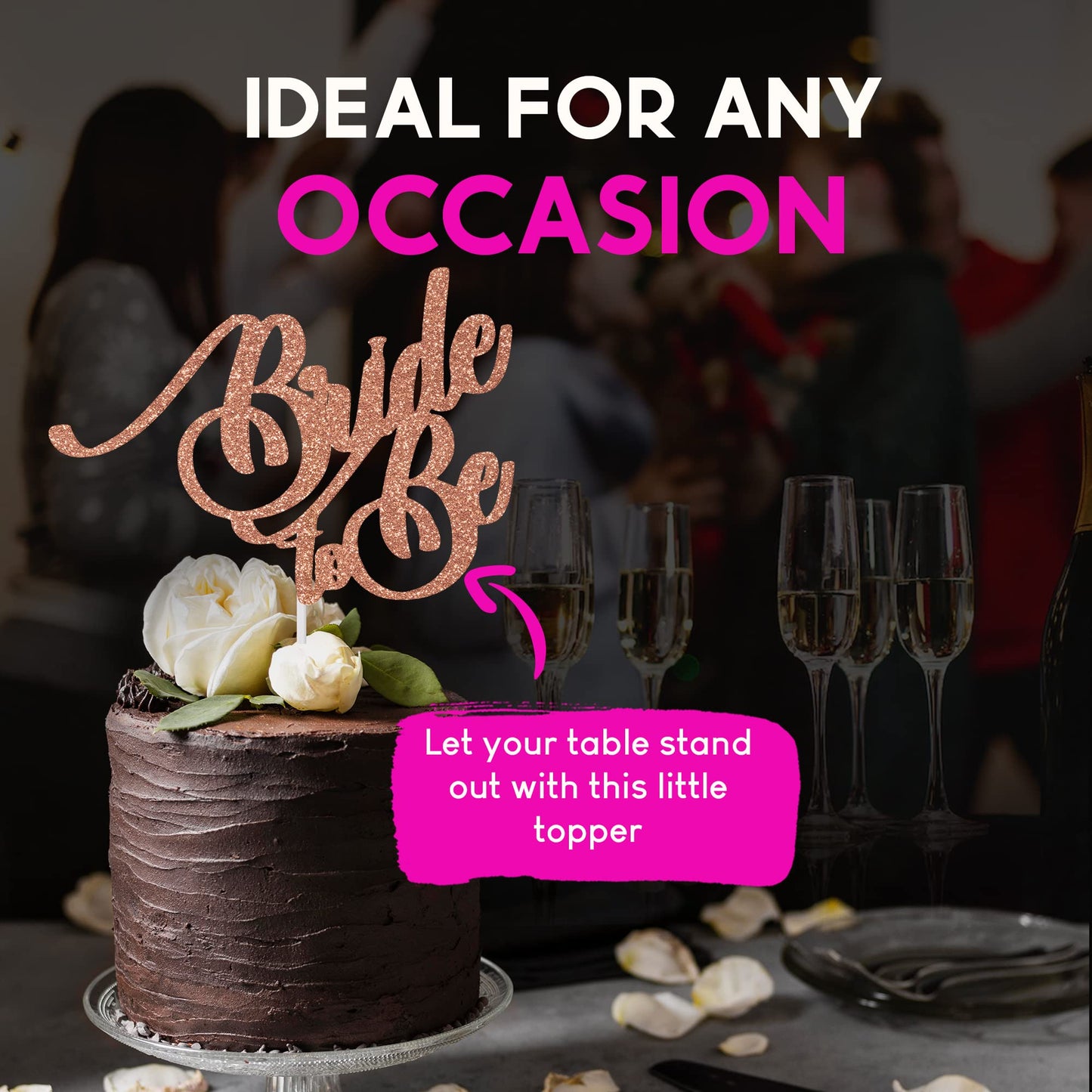 Bride to Be Wedding Cardstock Cake Topper Elegant Hen Party Toppers Decoration UK (ROSE GOLD)