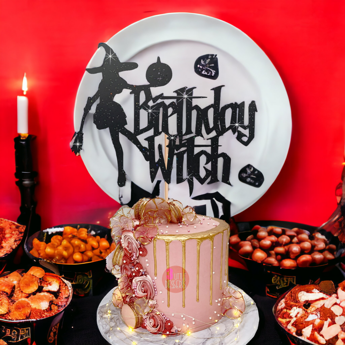 Happy Halloween Birthday Witch Cake Topper