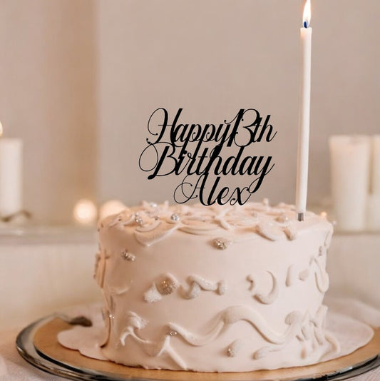 Custom Happy 13th Birthday Cake Topper