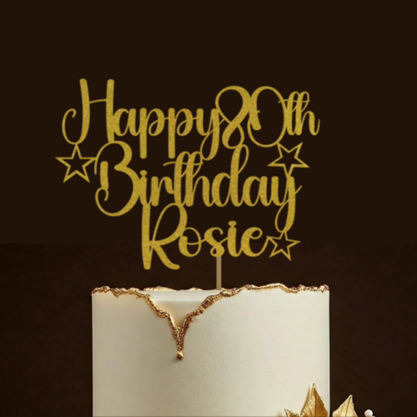 Personalised Happy 50th Birthday Glitter Card Cake Topper by DISPLAY AND WONDER – Custom Age & Name – Birthday Cardstock Toppers – Milestone Birthday Cake Decoration 18th 20th 30th 40th 50th 60th Cake topper