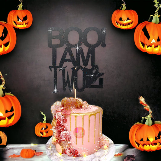 BOO I AM TWO Halloween Birthday Cake Topper