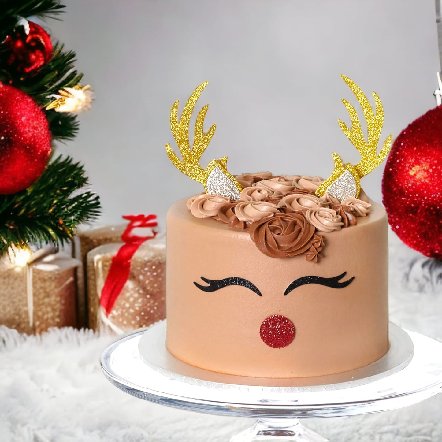 Reindeer Christmas Cake Topper Merry Christmas Topper Double Sided