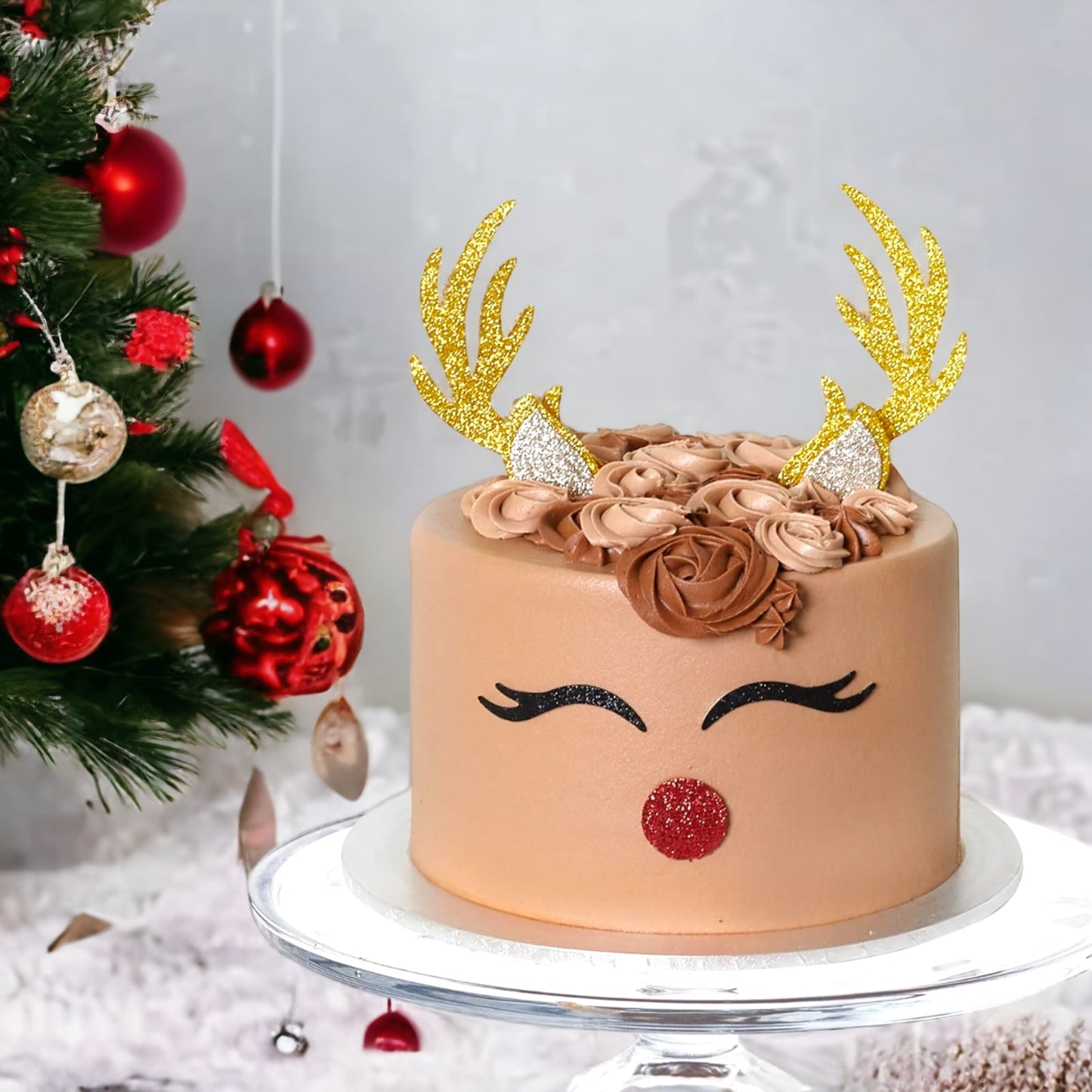 Reindeer Christmas Cake Topper Merry Christmas Topper Double Sided