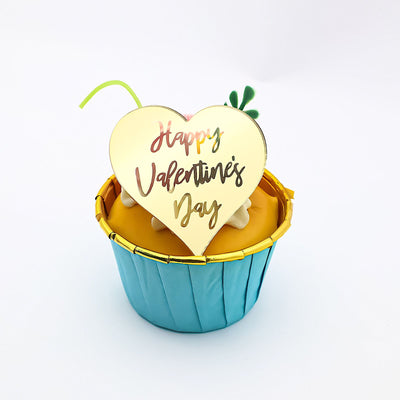 12 Valentine's Day Acrylic Cupcake Toppers Heart shaped Valentines toppers Love Valentine Toppers