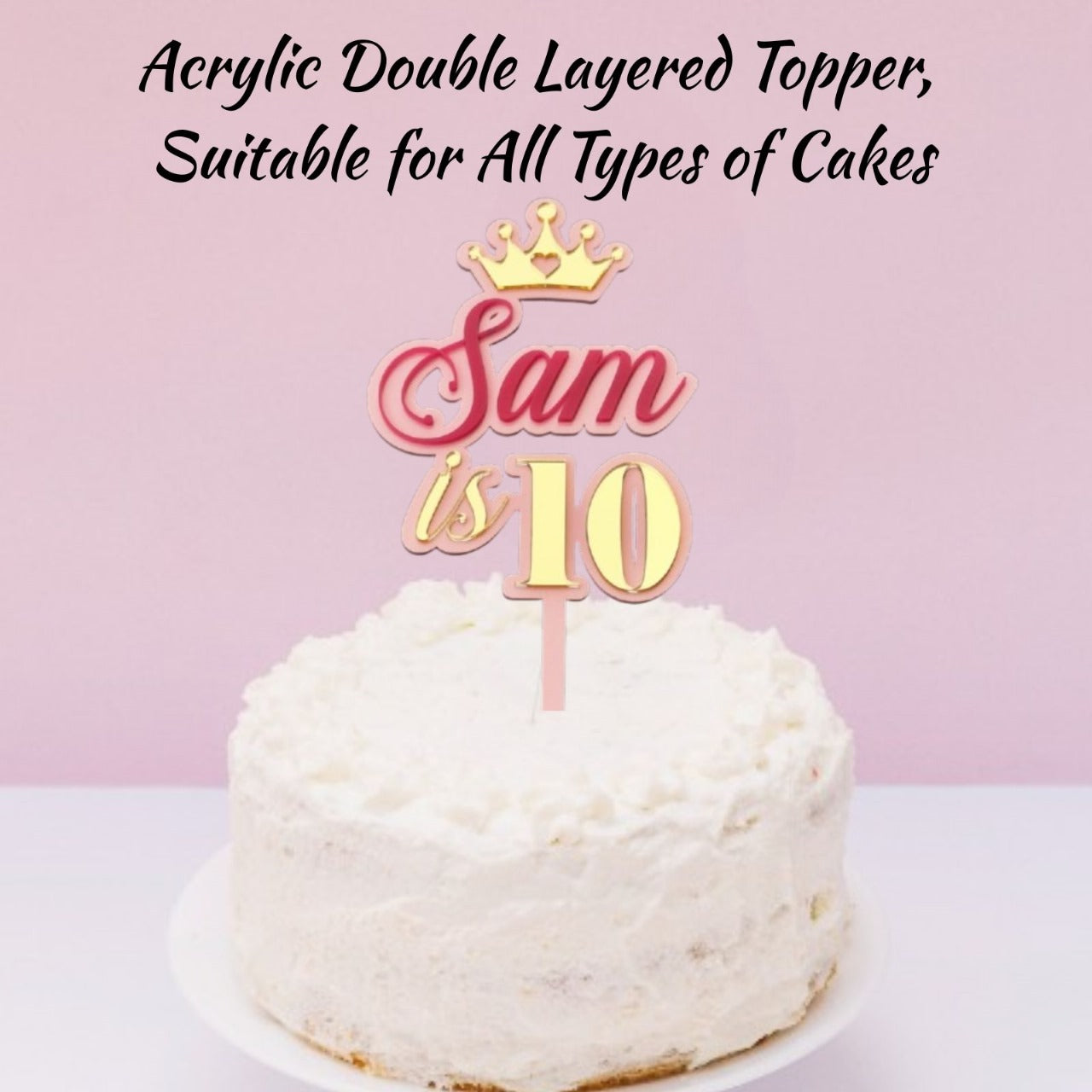 Personalised Double Layer 6 Inches Acrylic Cake Topper – DISPLAY & WONDER