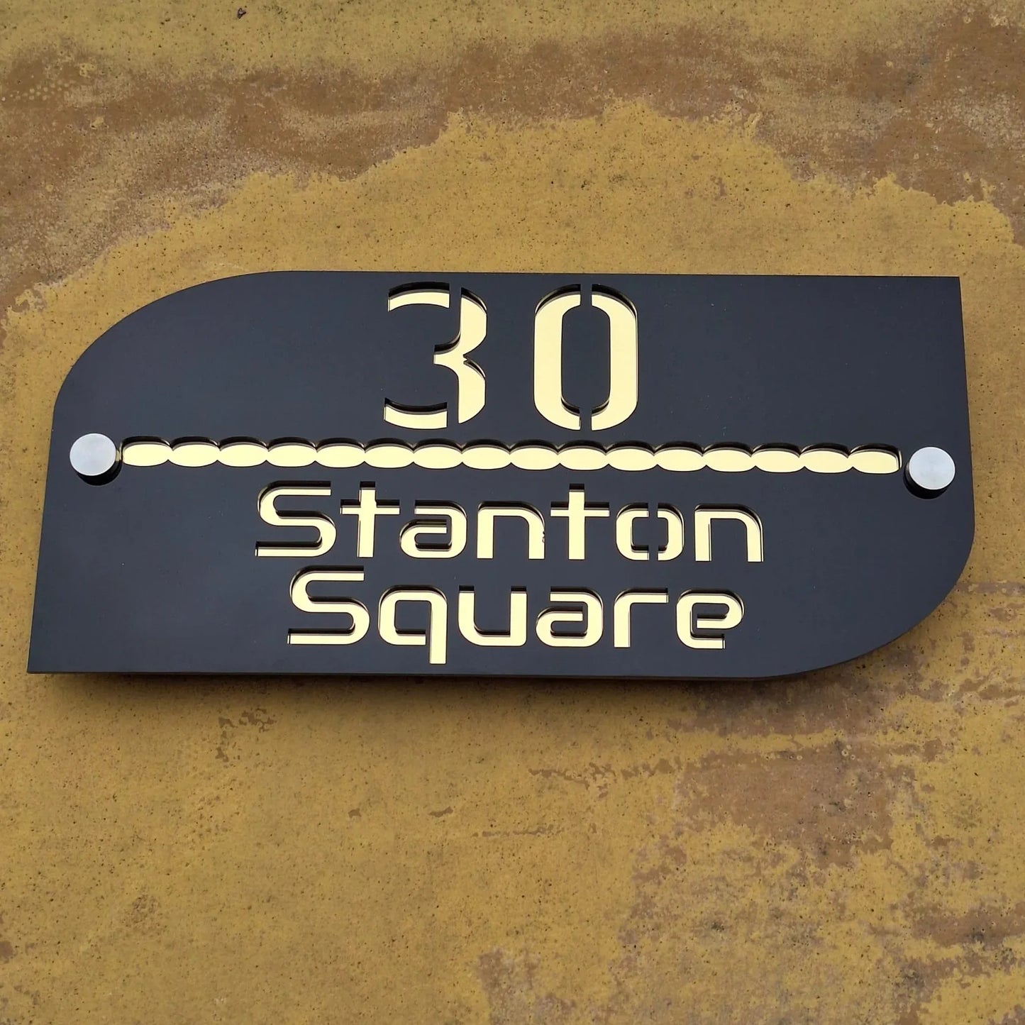 Contemporary Floating Acrylic House Sign – Custom Door Number Plaque by DISPLAY & WONDER Size: 12 x 5.6 inches (30.48cm x 14.22cm)