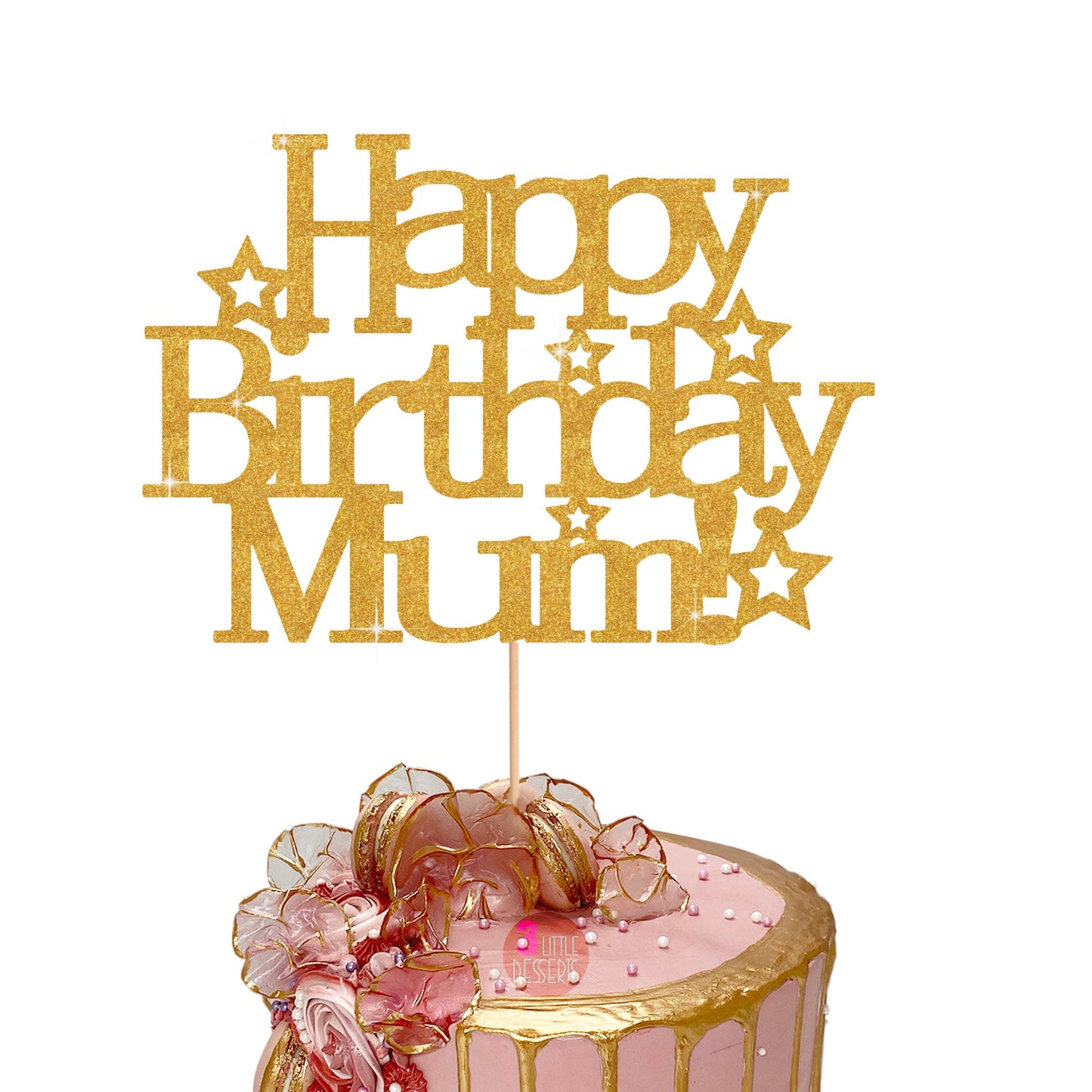 Happy Birthday Mum Cake Topper | Mum Cake Topper| Mom Cake Topper| Happy Birthday Mom | Happy Birthday Mum Double Sided Glitter Card