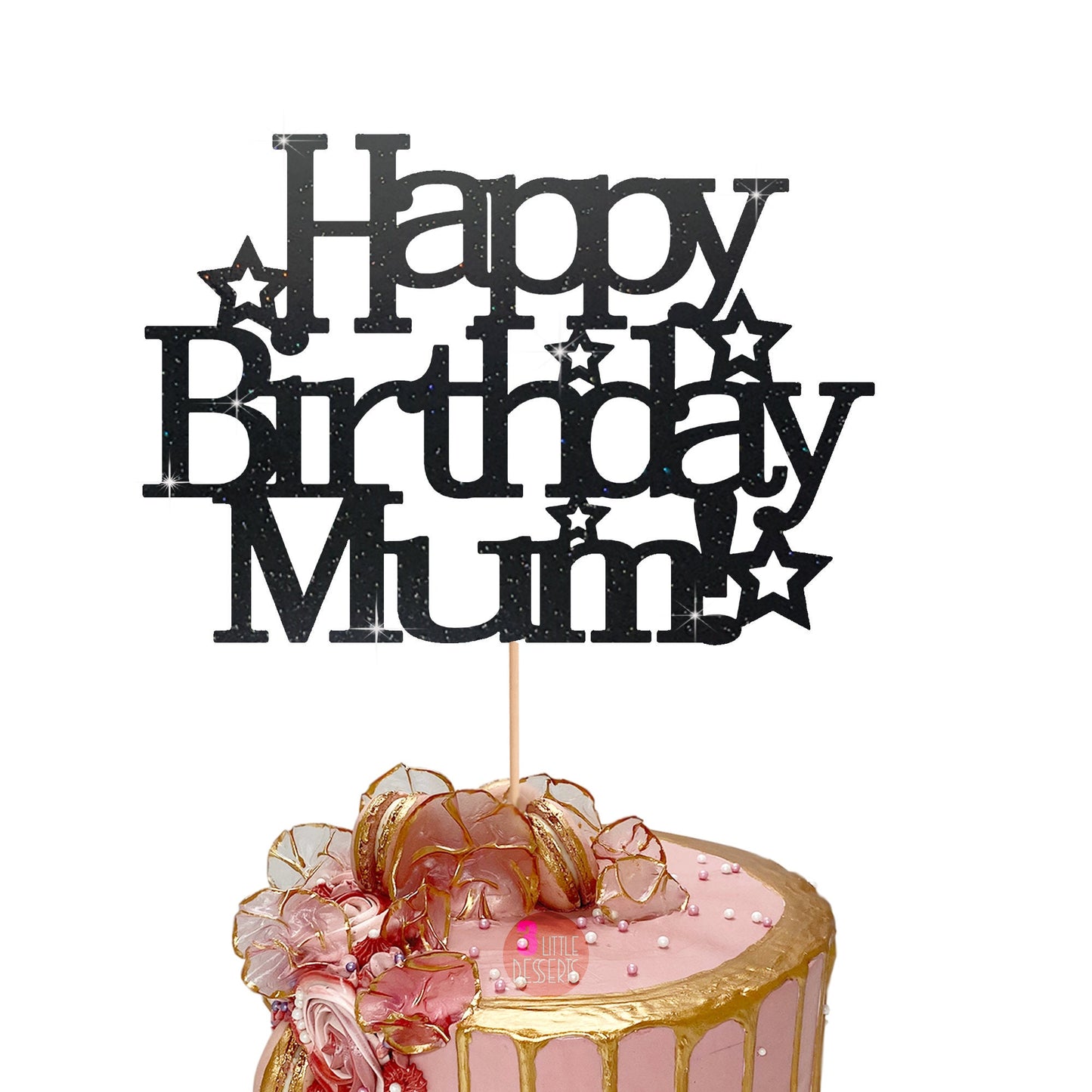 Happy Birthday Mum Cake Topper | Mum Cake Topper| Mom Cake Topper| Happy Birthday Mom | Happy Birthday Mum Double Sided Glitter Card