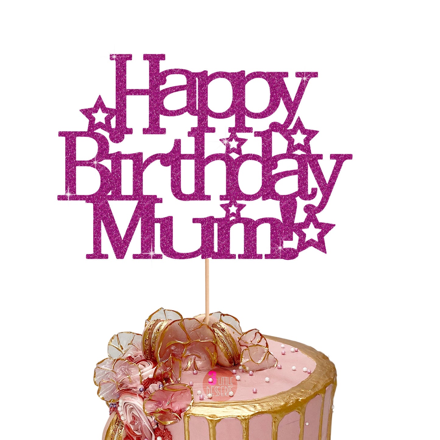 Happy Birthday Mum Cake Topper | Mum Cake Topper| Mom Cake Topper| Happy Birthday Mom | Happy Birthday Mum Double Sided Glitter Card