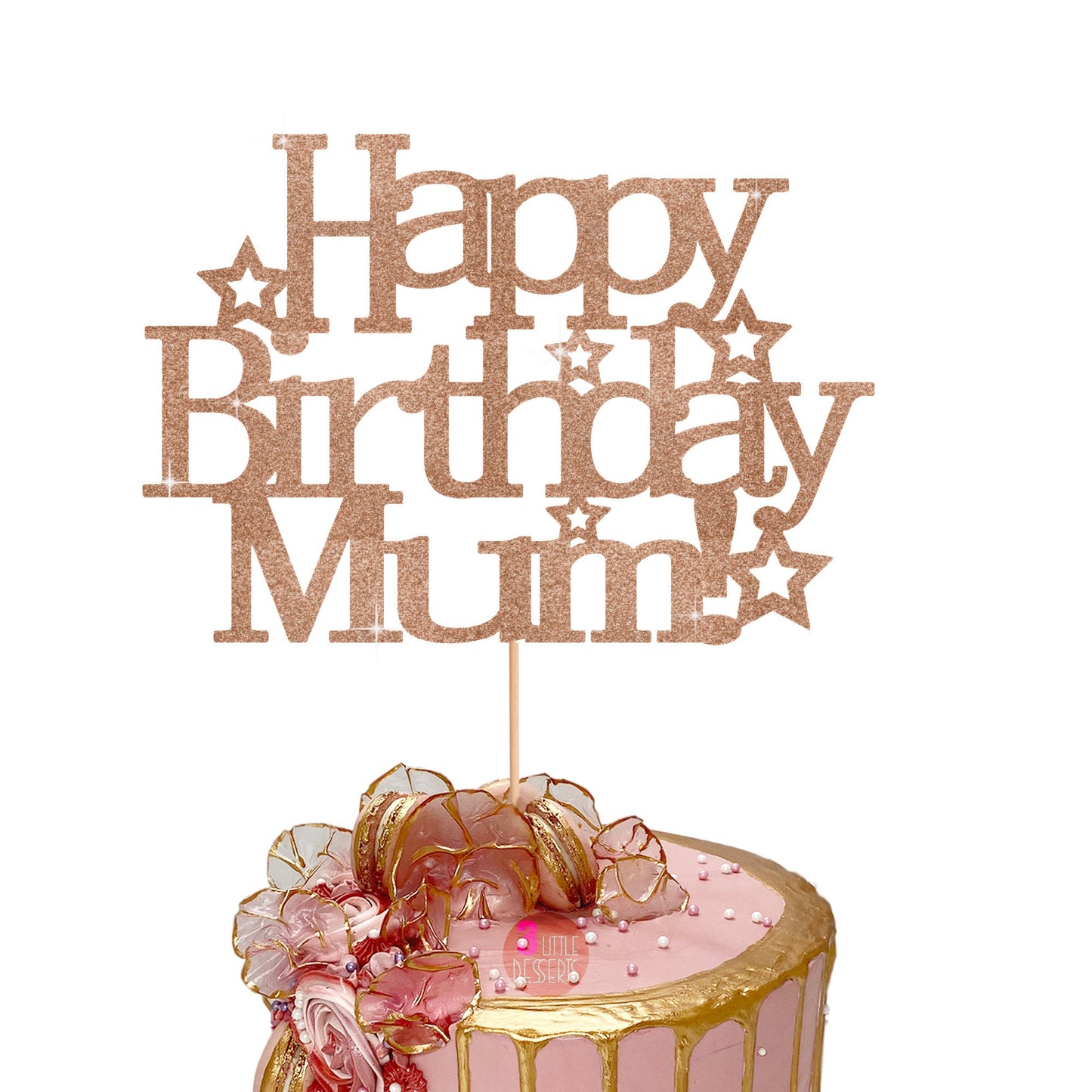 Happy Birthday Mum Cake Topper | Mum Cake Topper| Mom Cake Topper| Happy Birthday Mom | Happy Birthday Mum Double Sided Glitter Card