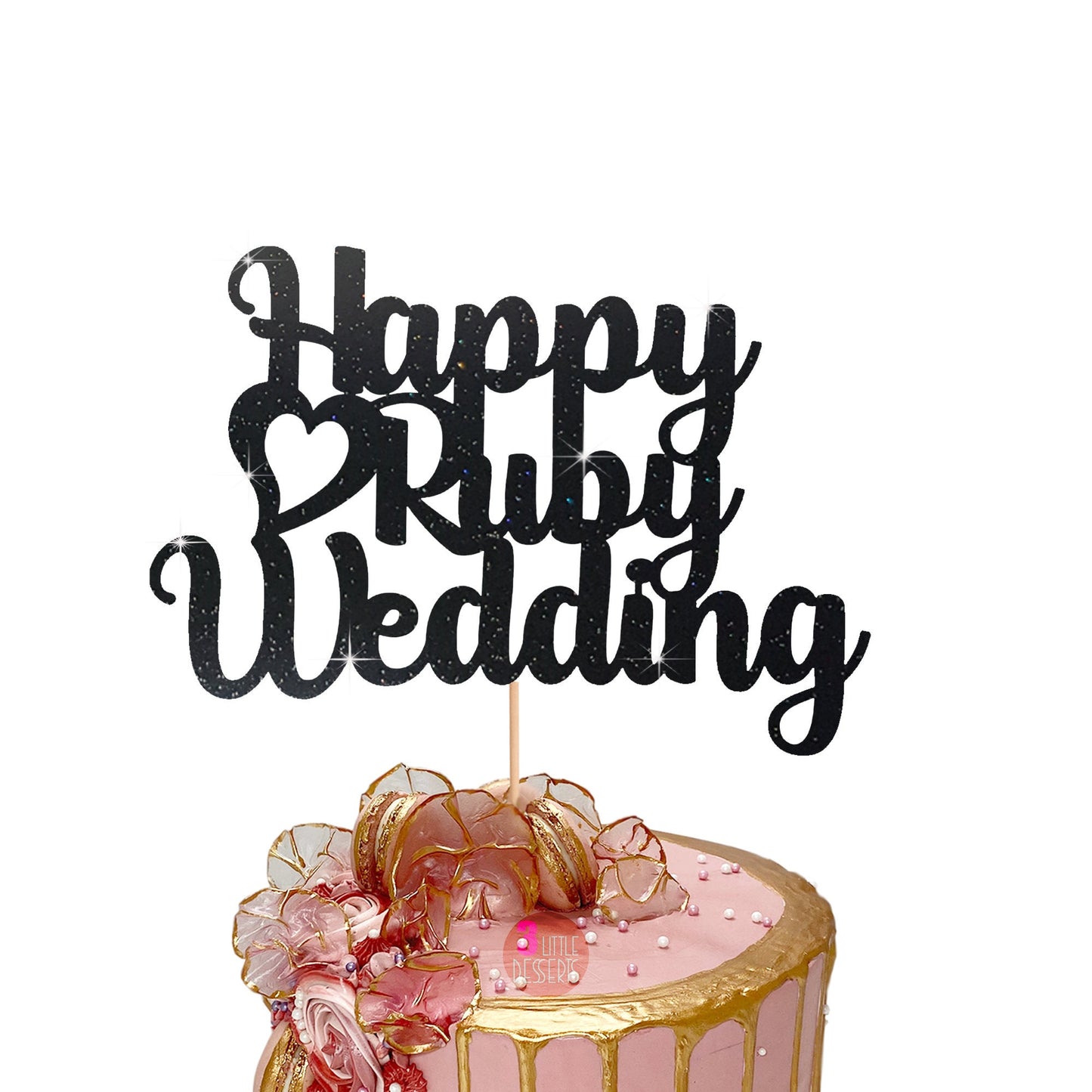 40 Ruby years cake topper - Ruby Wedding- 40 Years Married- Wedding anniversary red glitter party décor - 40th Ruby years anniversary- Love