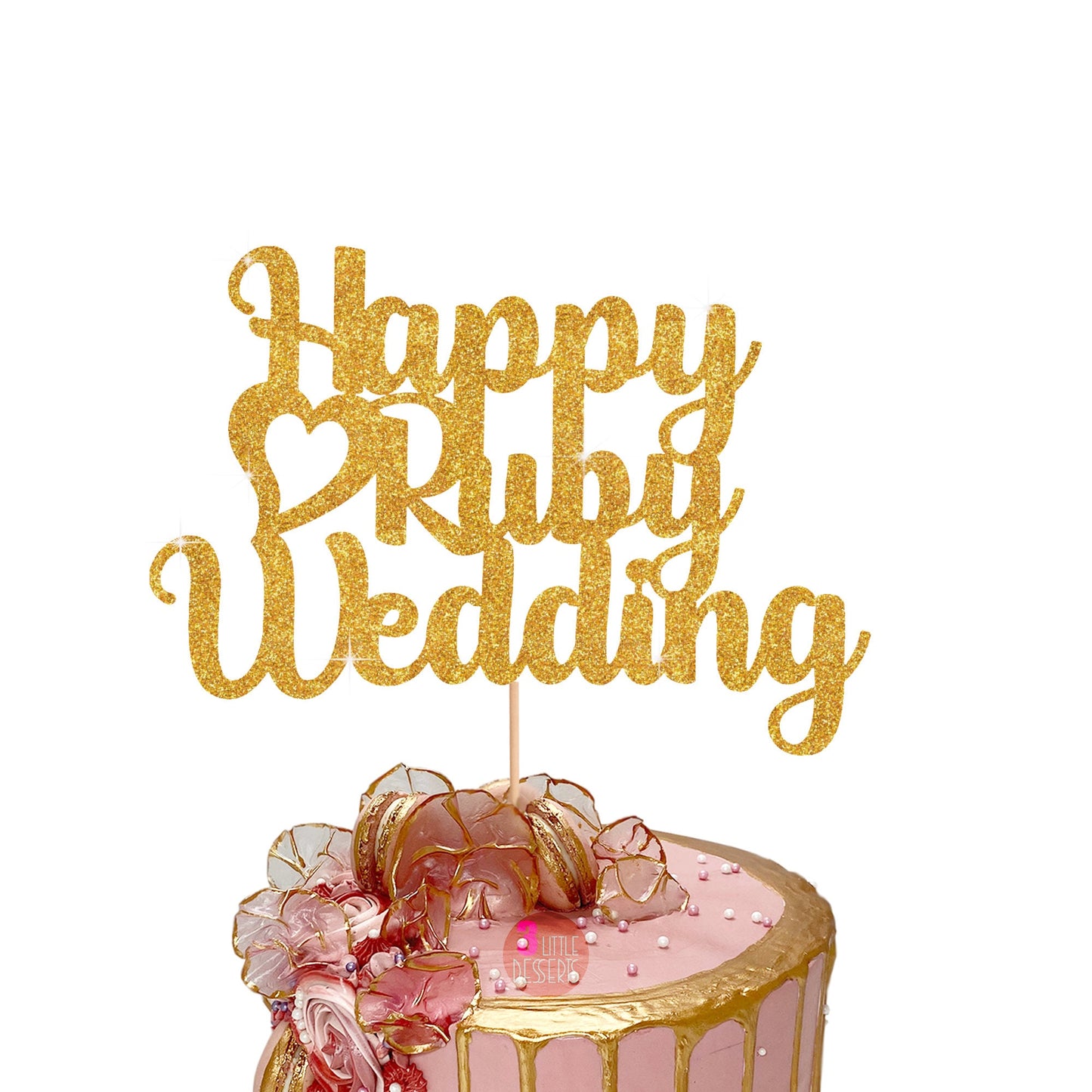 40 Ruby years cake topper - Ruby Wedding- 40 Years Married- Wedding anniversary red glitter party décor - 40th Ruby years anniversary- Love