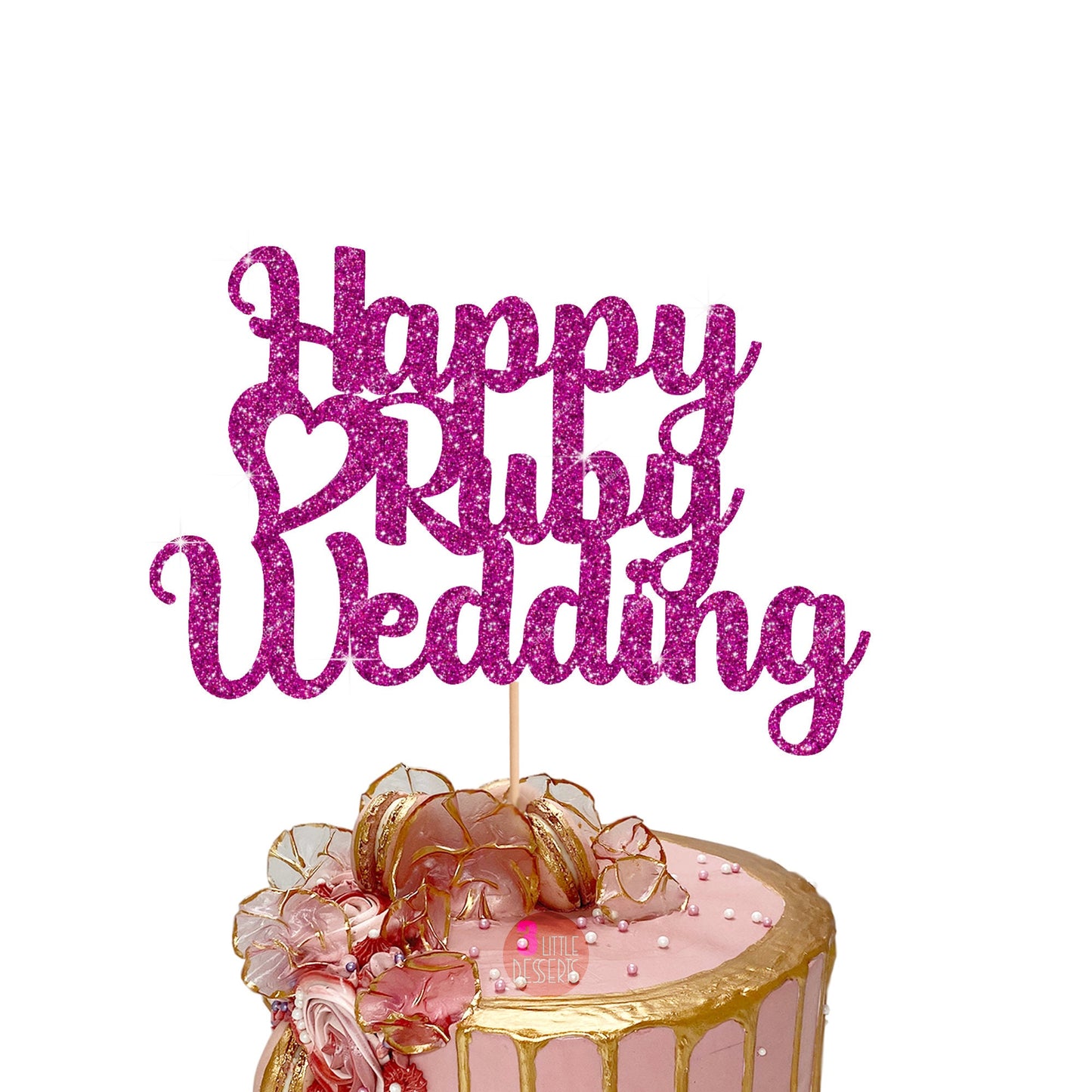 40 Ruby years cake topper - Ruby Wedding- 40 Years Married- Wedding anniversary red glitter party décor - 40th Ruby years anniversary- Love