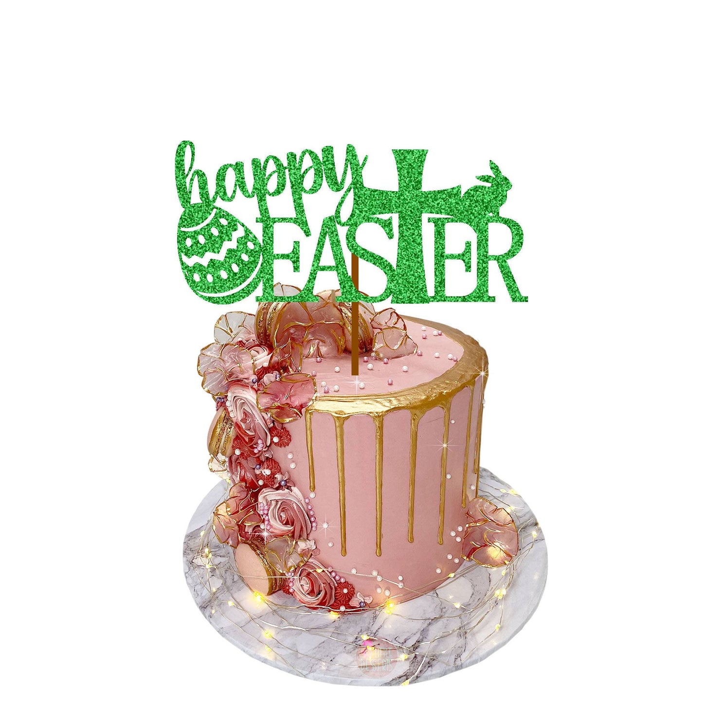 Happy Easter Cake Topper | Easter Egg Cake Toppers | Bunny Rabbit Cakes | Easter Pic | Glitter Card stock | Gold Pink Silver White Cards