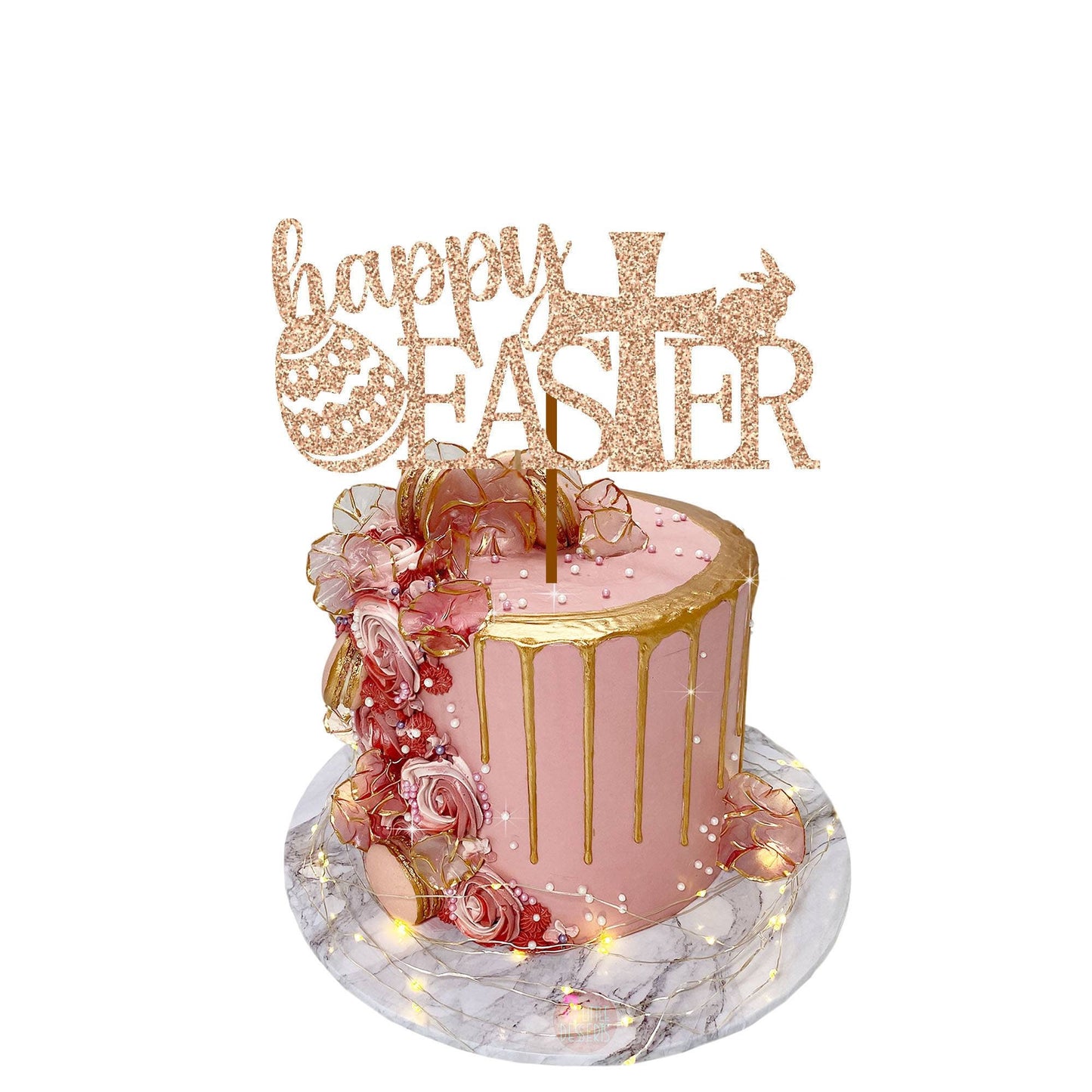 Happy Easter Cake Topper | Easter Egg Cake Toppers | Bunny Rabbit Cakes | Easter Pic | Glitter Card stock | Gold Pink Silver White Cards