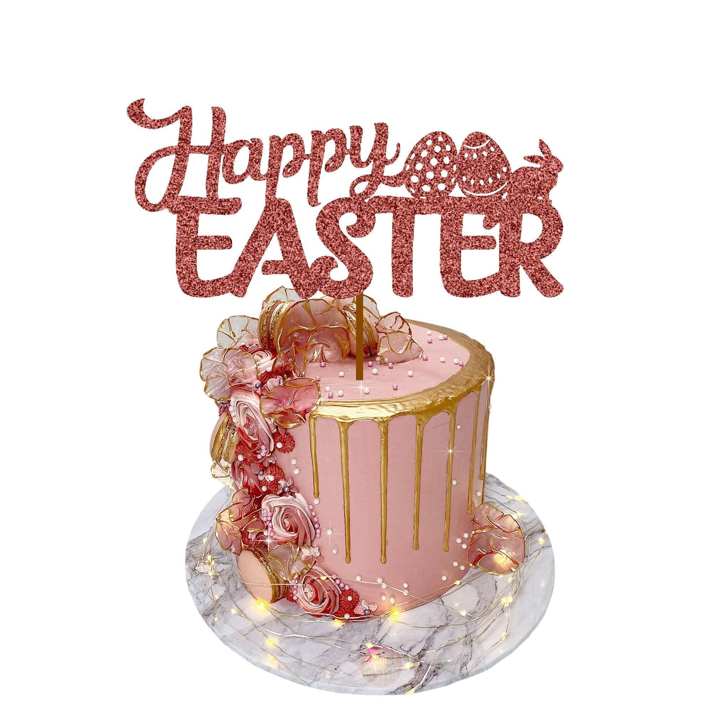 Happy Easter Cake Topper | Easter Eggs Cake Toppers | Bunny Rabbit Cakes | Easter Pic | Glitter Card stock | Gold Pink Silver White Cards