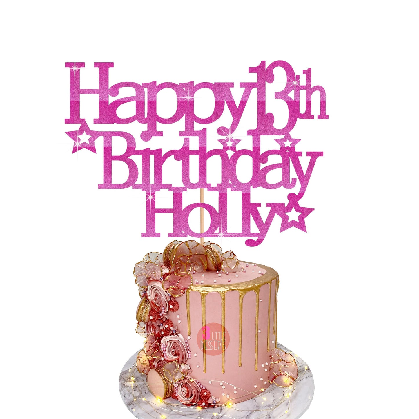 Custom Birthday Cake Topper for Any Age in Acrylic or Glitter
