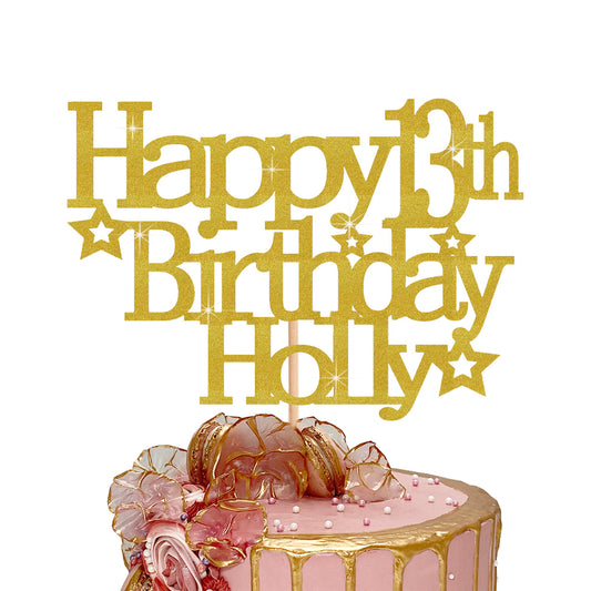 Custom Birthday Cake Topper for Any Age in Acrylic or Glitter