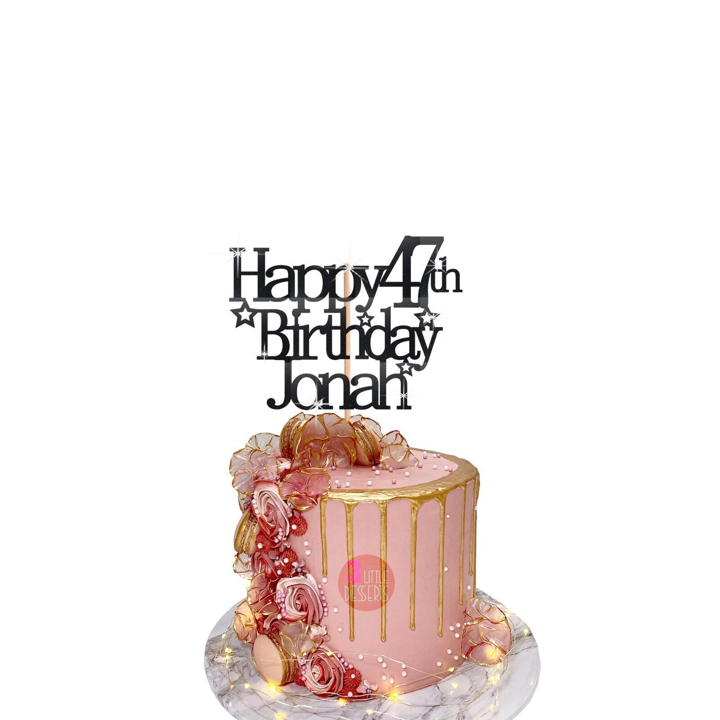 Glam 47th Birthday Glitter Cake Decoration Gift